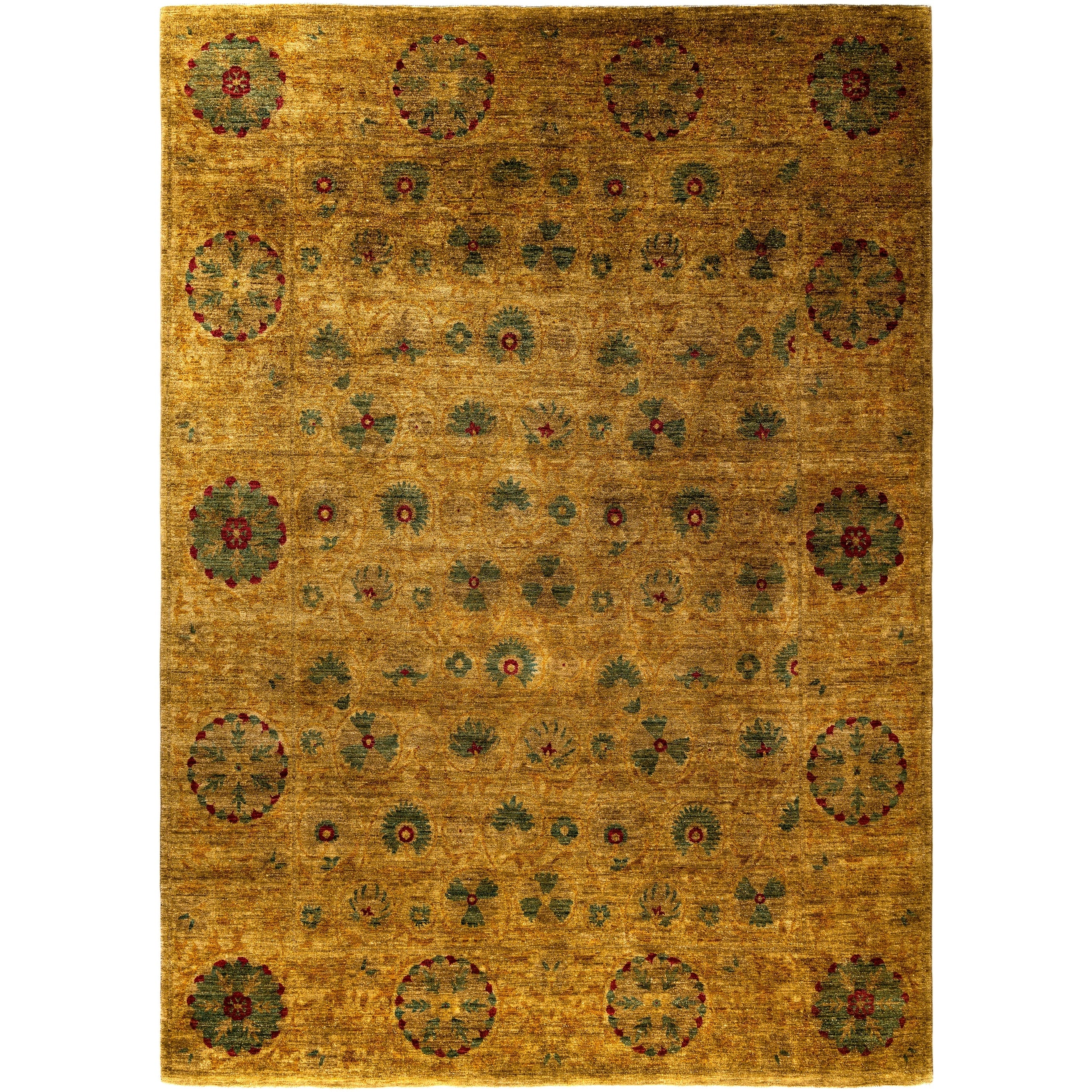Overdyed Hand Knotted Wool Modern Contemporary Gold Area Rug 9 4 X 12 10