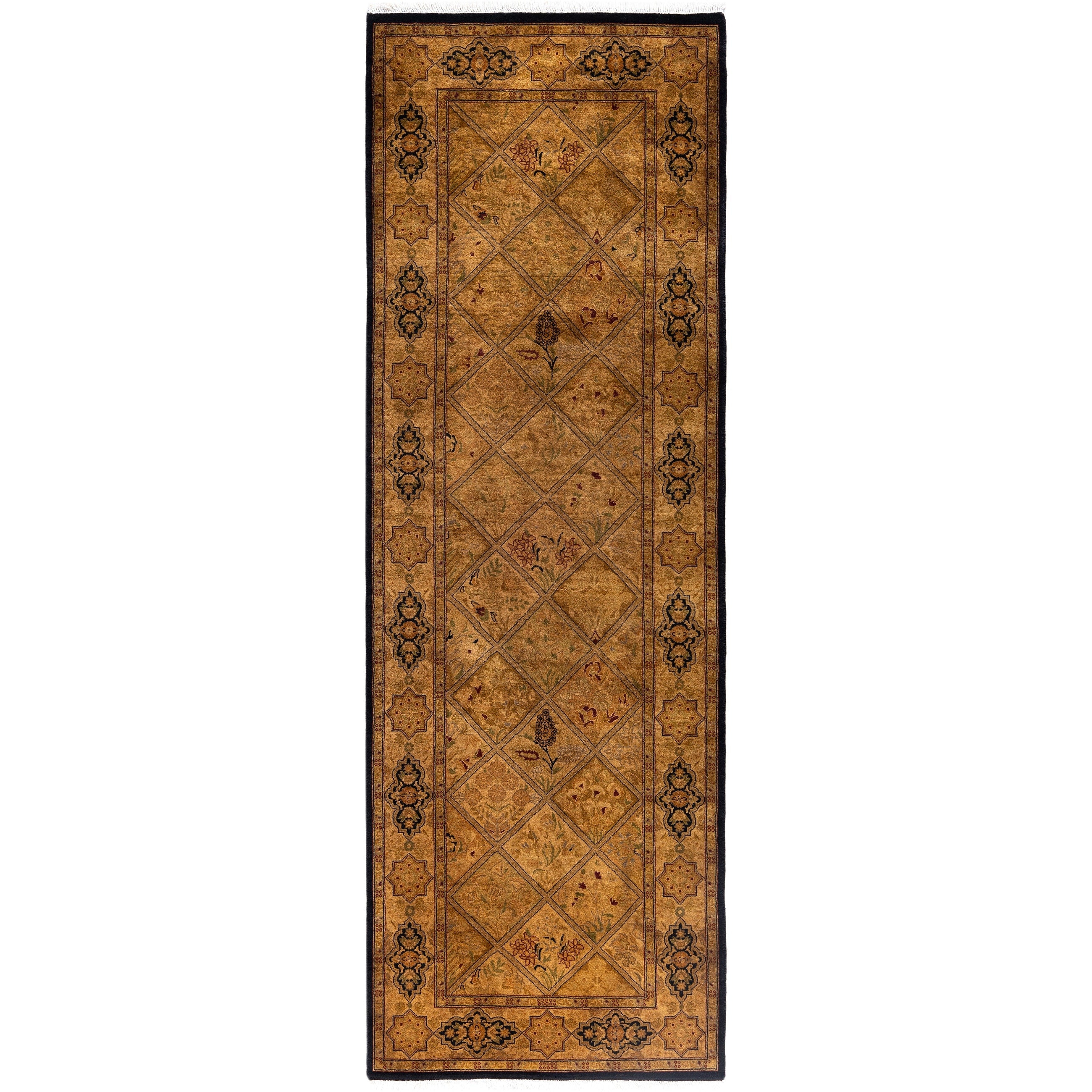 Overdyed Hand Knotted Wool Modern Contemporary Gold Runner 2 7 X 7 10