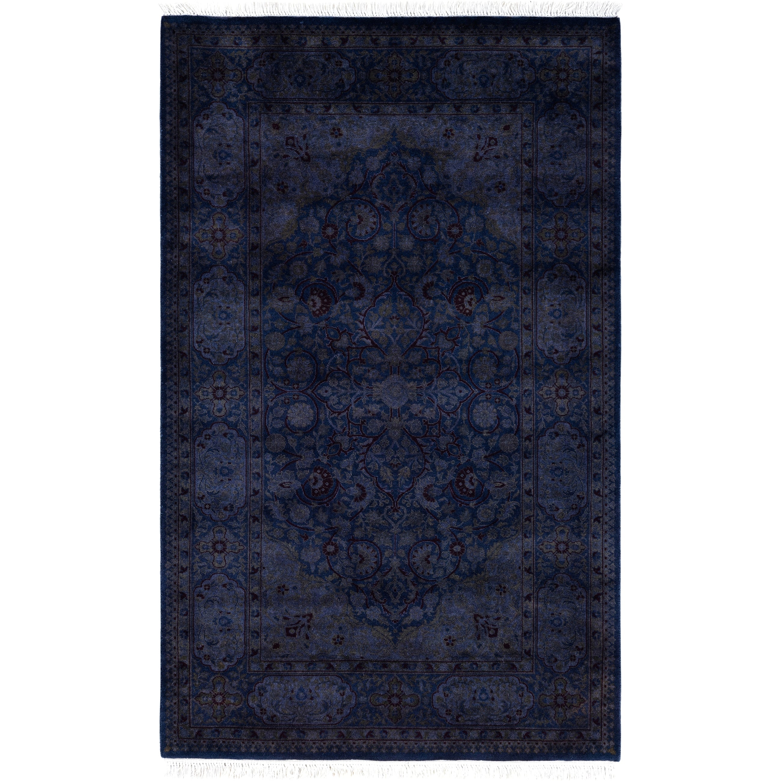 Overdyed Hand Knotted Wool Modern Contemporary Gray Area Rug 3 3 X 5 3