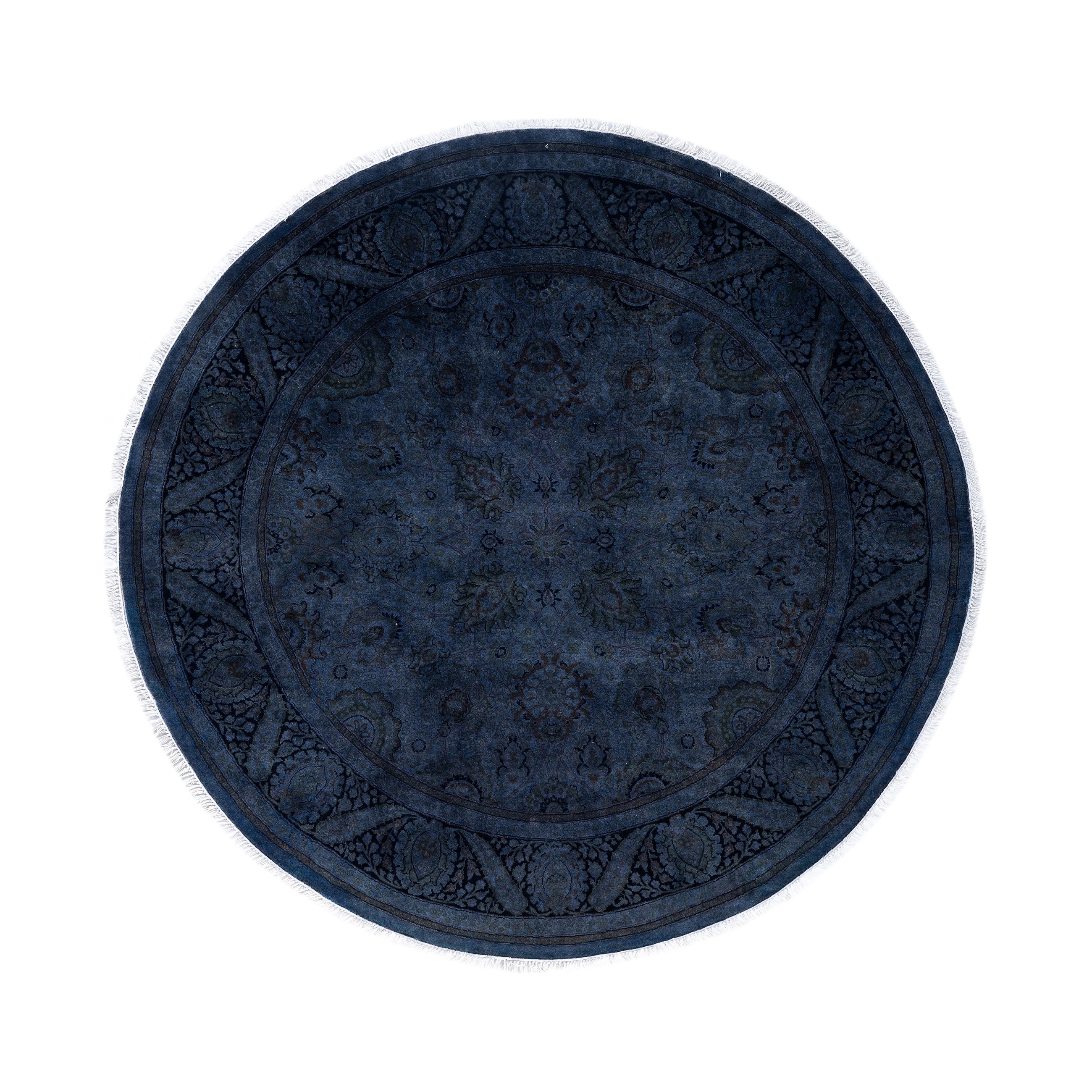 Overdyed Hand Knotted Wool Modern Contemporary Gray Area Rug 6 1 X 6 1