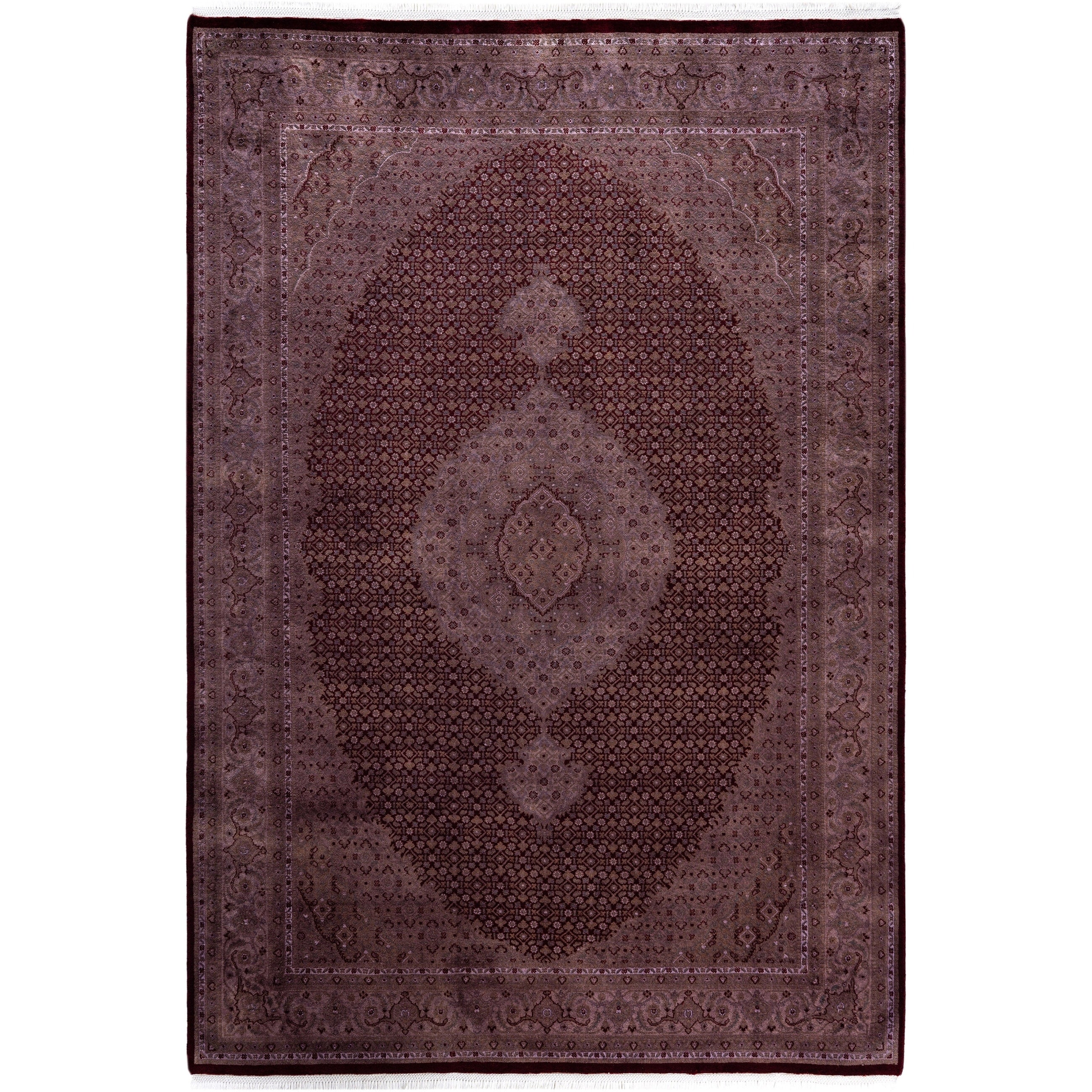 Overdyed Hand Knotted Wool Modern Contemporary Gray Area Rug 6 2 X 9 2