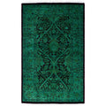 Overdyed Hand Knotted Wool Modern Contemporary Green Area Rug 2 7 X 4 1