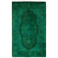 Overdyed Hand Knotted Wool Modern Contemporary Green Area Rug 2 8 X 4 4