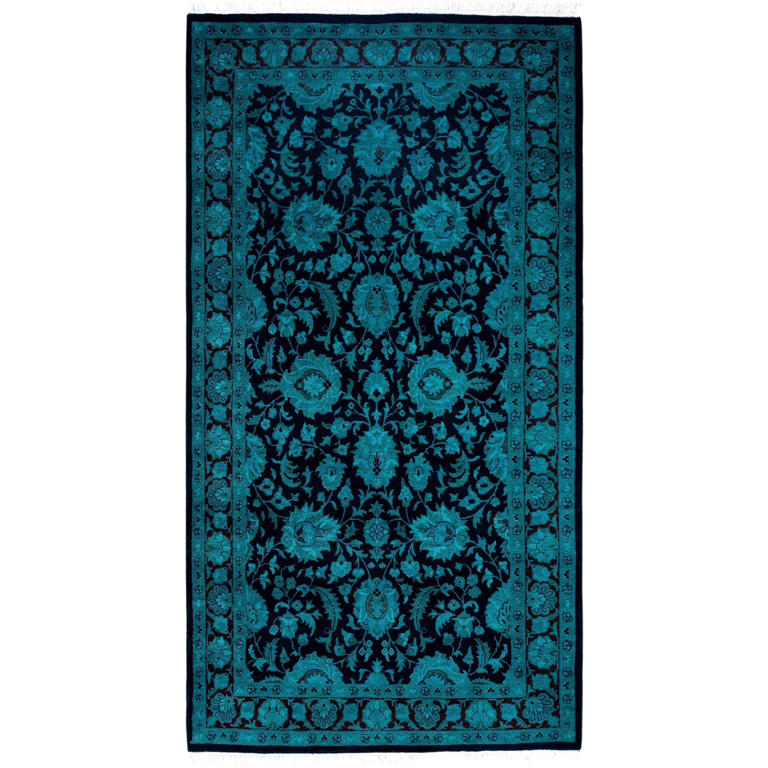 Overdyed Hand Knotted Wool Modern Contemporary Green Area Rug 3 1 X 5 5