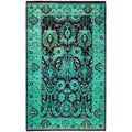 Overdyed Hand Knotted Wool Modern Contemporary Green Area Rug 3 2 X 5 2