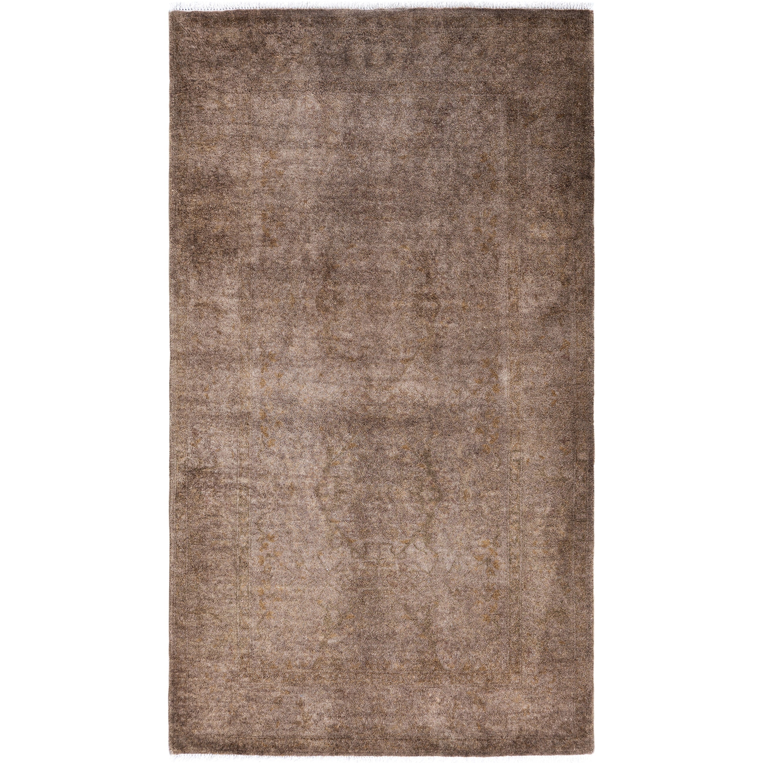 Overdyed Hand Knotted Wool Modern Contemporary Green Area Rug 3 2 X 5 2