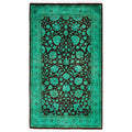 Overdyed Hand Knotted Wool Modern Contemporary Green Area Rug 3 2 X 5 4