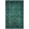 Overdyed Hand Knotted Wool Modern Contemporary Green Area Rug 4 1 X 6 4