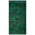 Overdyed Hand Knotted Wool Modern Contemporary Green Area Rug 4 2 X 8 1