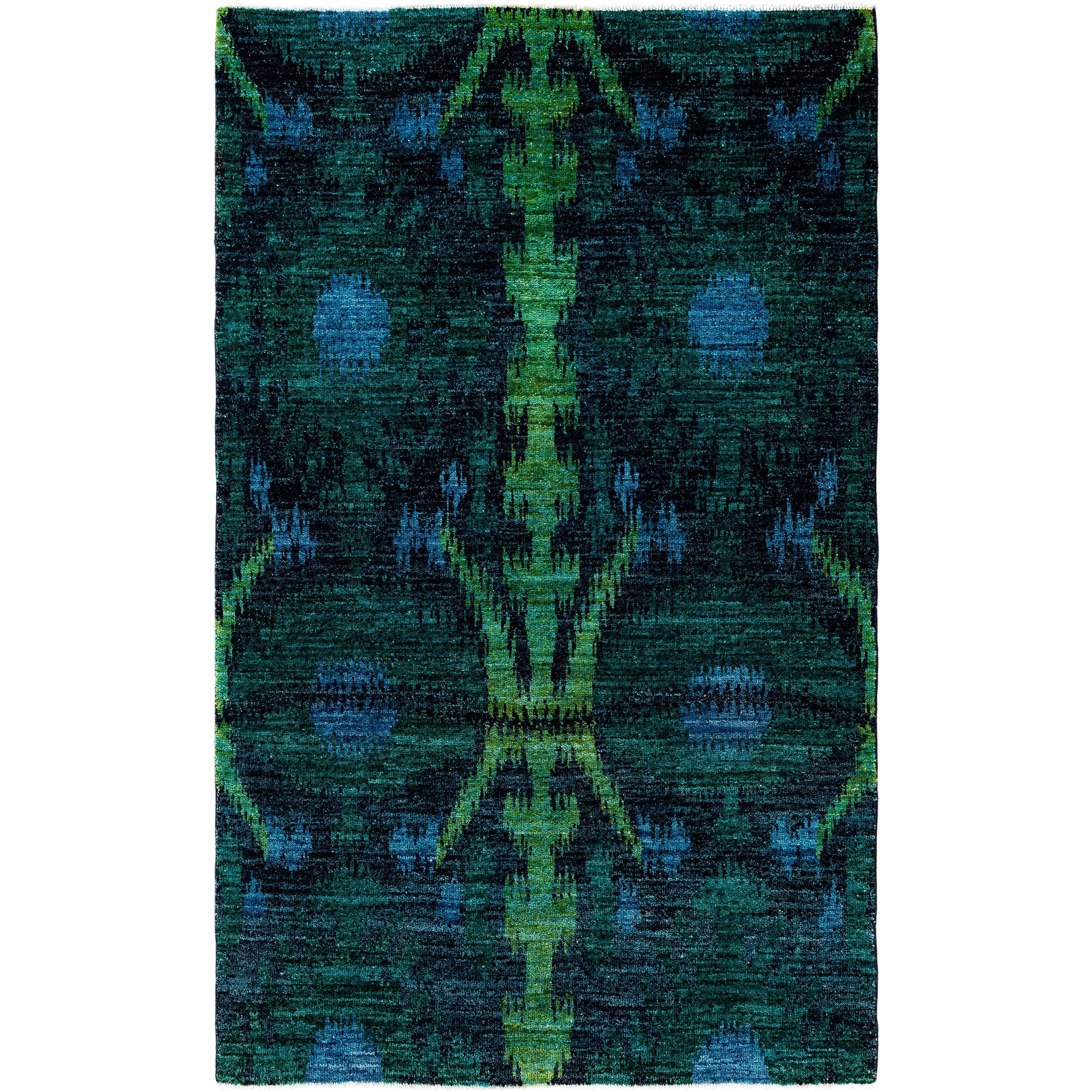 Overdyed Hand Knotted Wool Modern Contemporary Green Area Rug 4 5 X 7 2