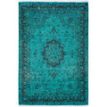 Overdyed Hand Knotted Wool Modern Contemporary Green Area Rug 4 7 X 6 10