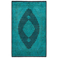 Overdyed Hand Knotted Wool Modern Contemporary Green Area Rug 4 7 X 7 4