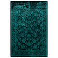 Overdyed Hand Knotted Wool Modern Contemporary Green Area Rug 4 9 X 7 0
