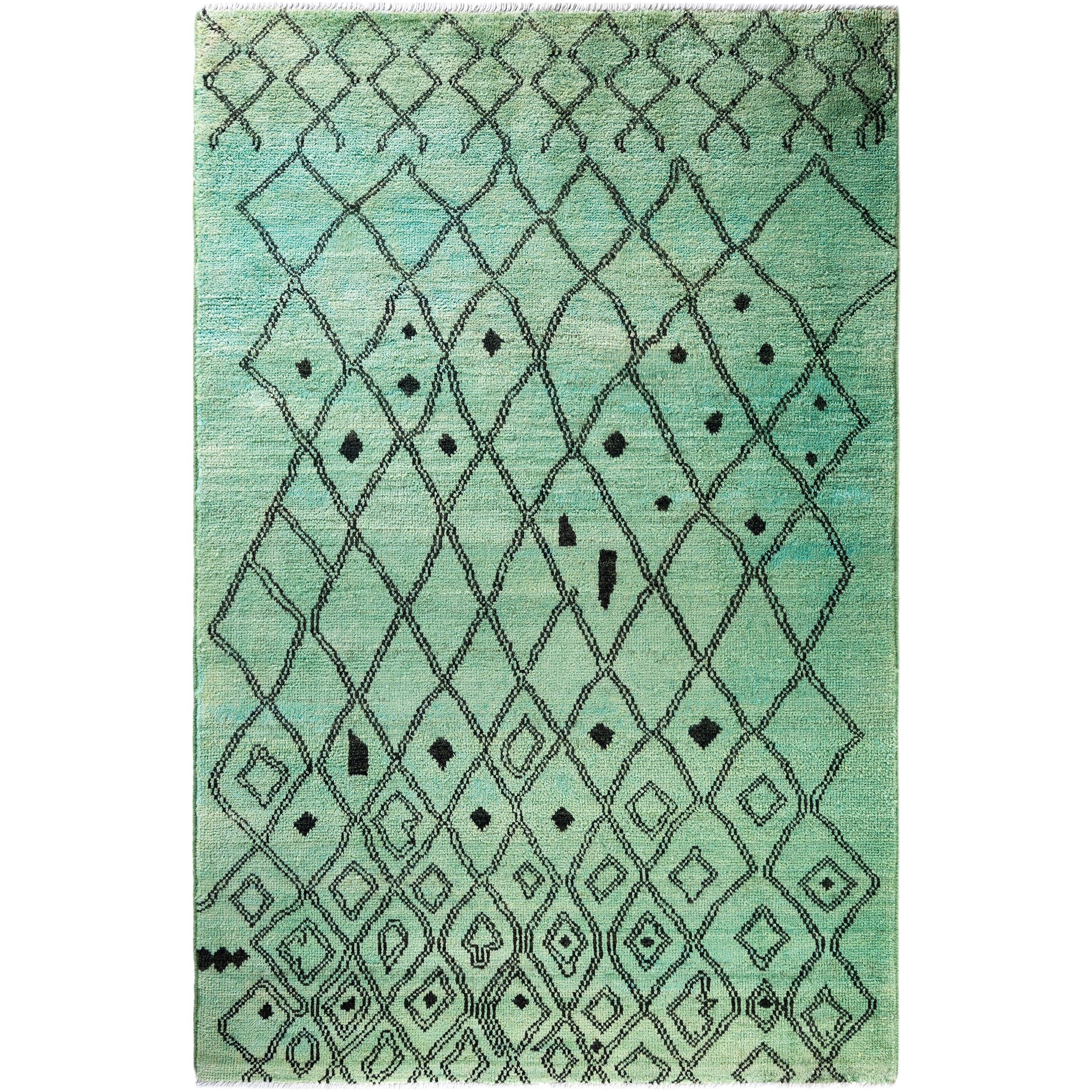 Overdyed Hand Knotted Wool Modern Contemporary Green Area Rug 5 0 X 7 7