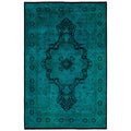 Overdyed Hand Knotted Wool Modern Contemporary Green Area Rug 5 1 X 7 10