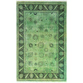 Overdyed Hand Knotted Wool Modern Contemporary Green Area Rug 5 1 X 8 2