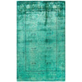 Overdyed Hand Knotted Wool Modern Contemporary Green Area Rug 5 1 X 8 3