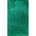 Overdyed Hand Knotted Wool Modern Contemporary Green Area Rug 5 2 X 8 5