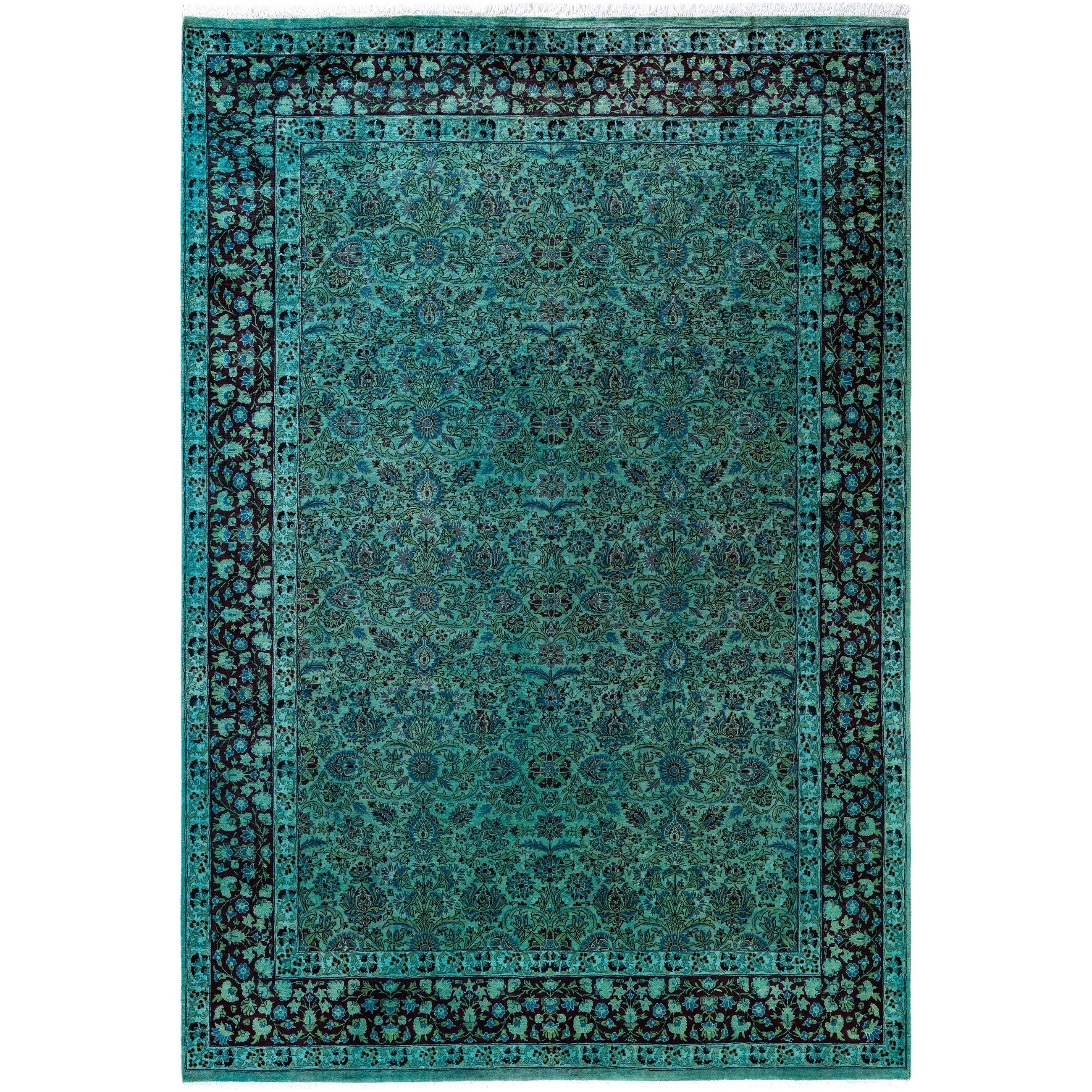 Overdyed Hand Knotted Wool Modern Contemporary Green Area Rug 6 0 X 8 10