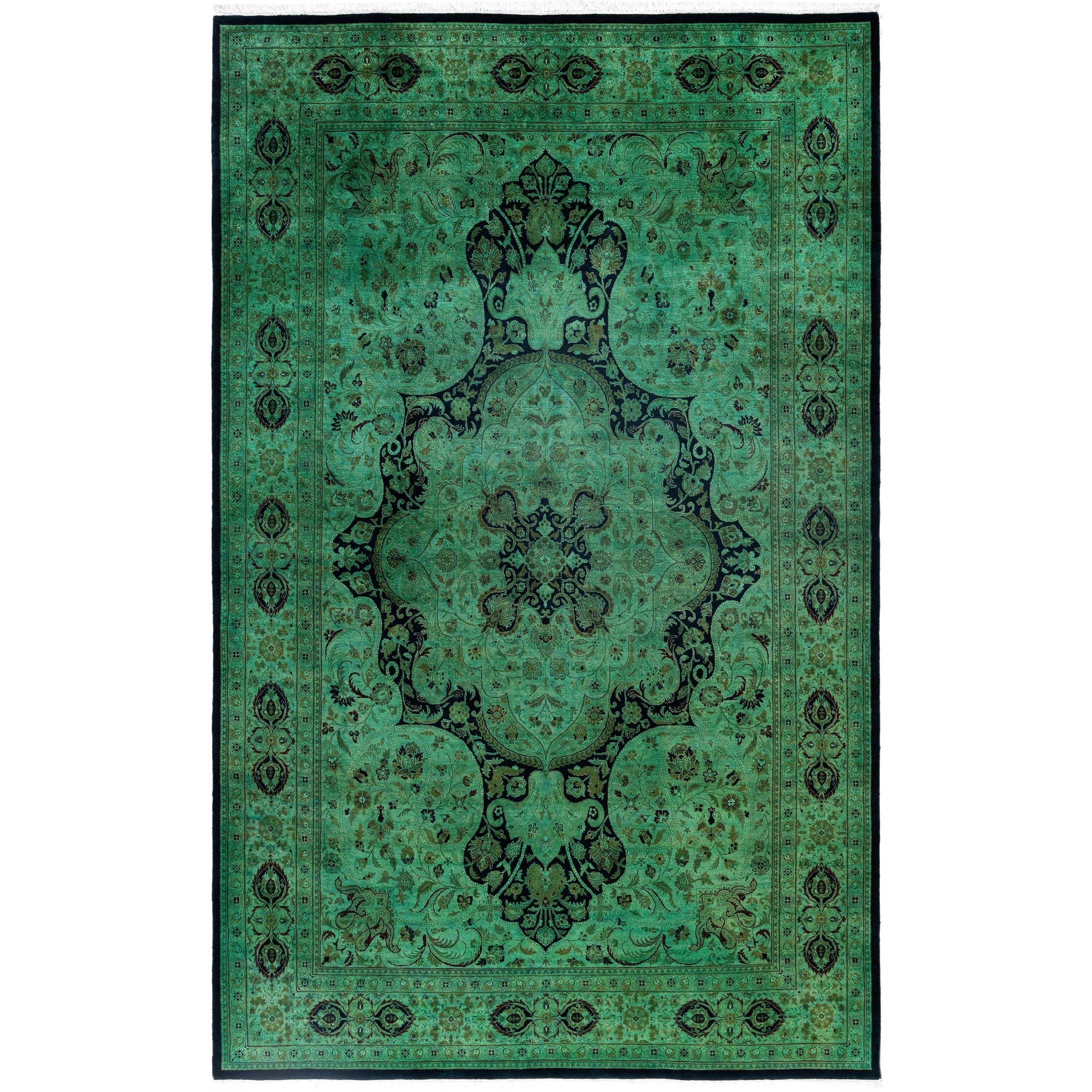 Overdyed Hand Knotted Wool Modern Contemporary Green Area Rug 6 0 X 9 10