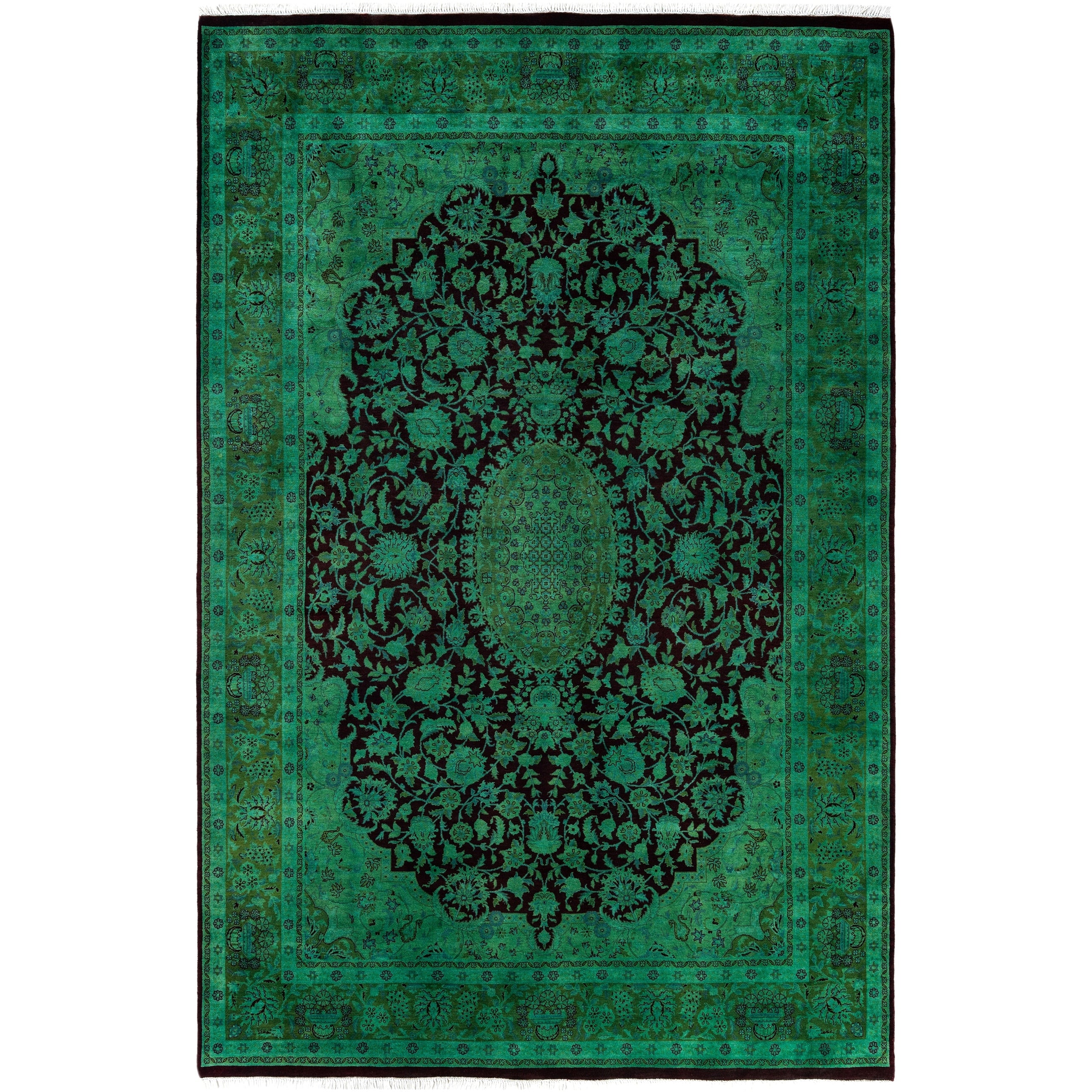Overdyed Hand Knotted Wool Modern Contemporary Green Area Rug 6 0 X 9 1