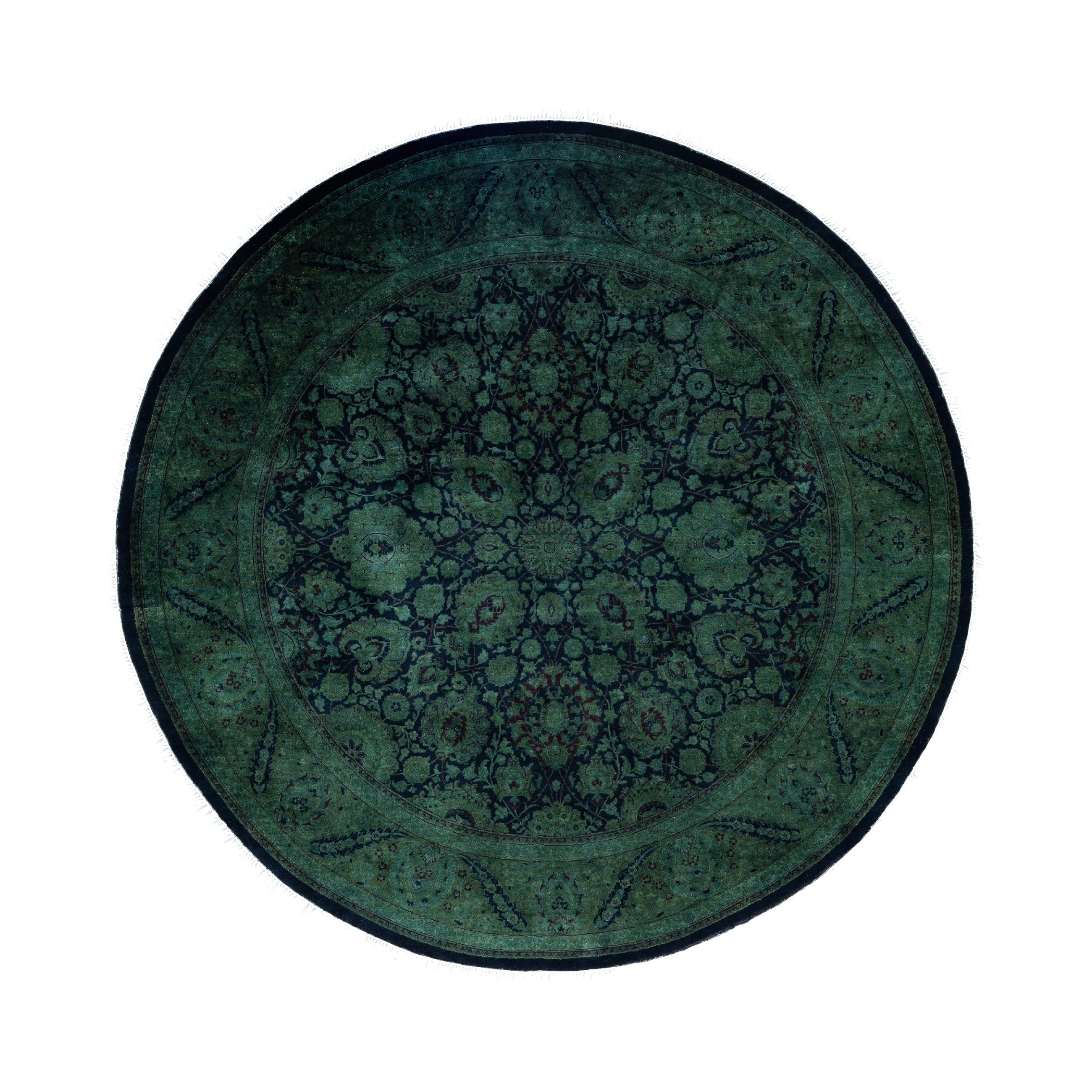 Overdyed Hand Knotted Wool Modern Contemporary Green Area Rug 6 1 X 6 1