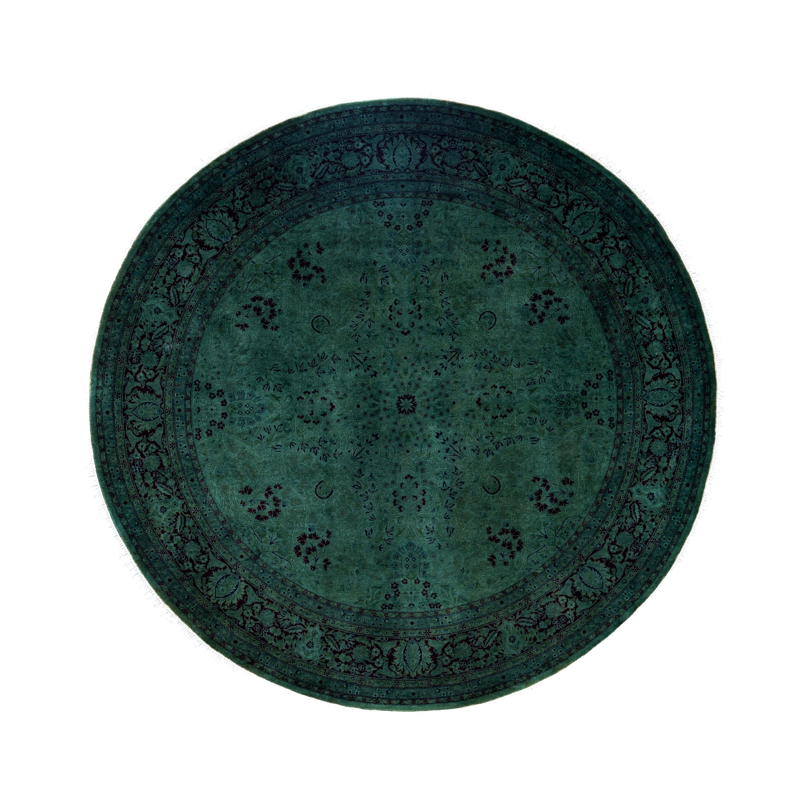 Overdyed Hand Knotted Wool Modern Contemporary Green Area Rug 6 1 X 6 1