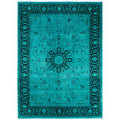 Overdyed Hand Knotted Wool Modern Contemporary Green Area Rug 6 1 X 8 5