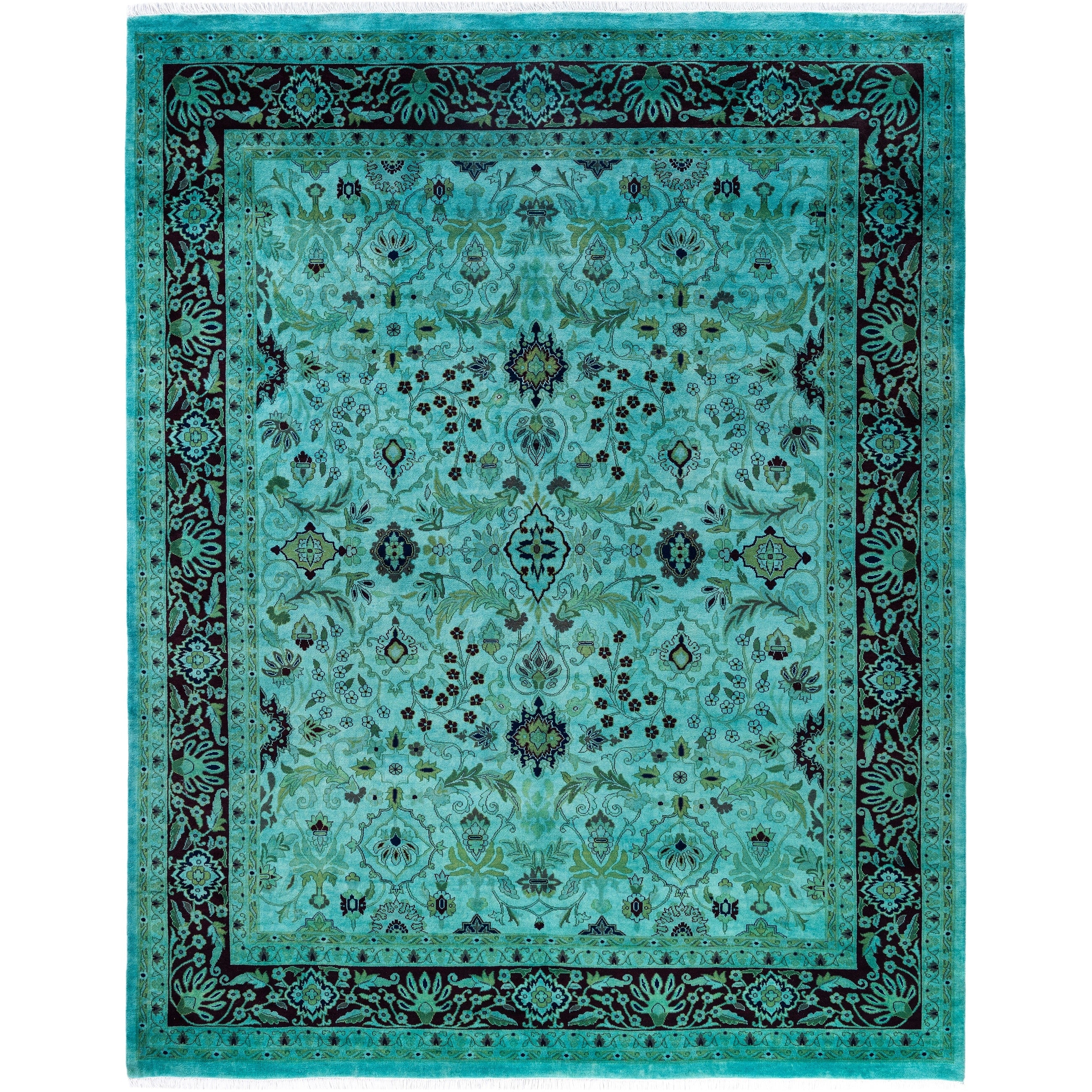 Overdyed Hand Knotted Wool Modern Contemporary Green Area Rug 8 0 X 10 1