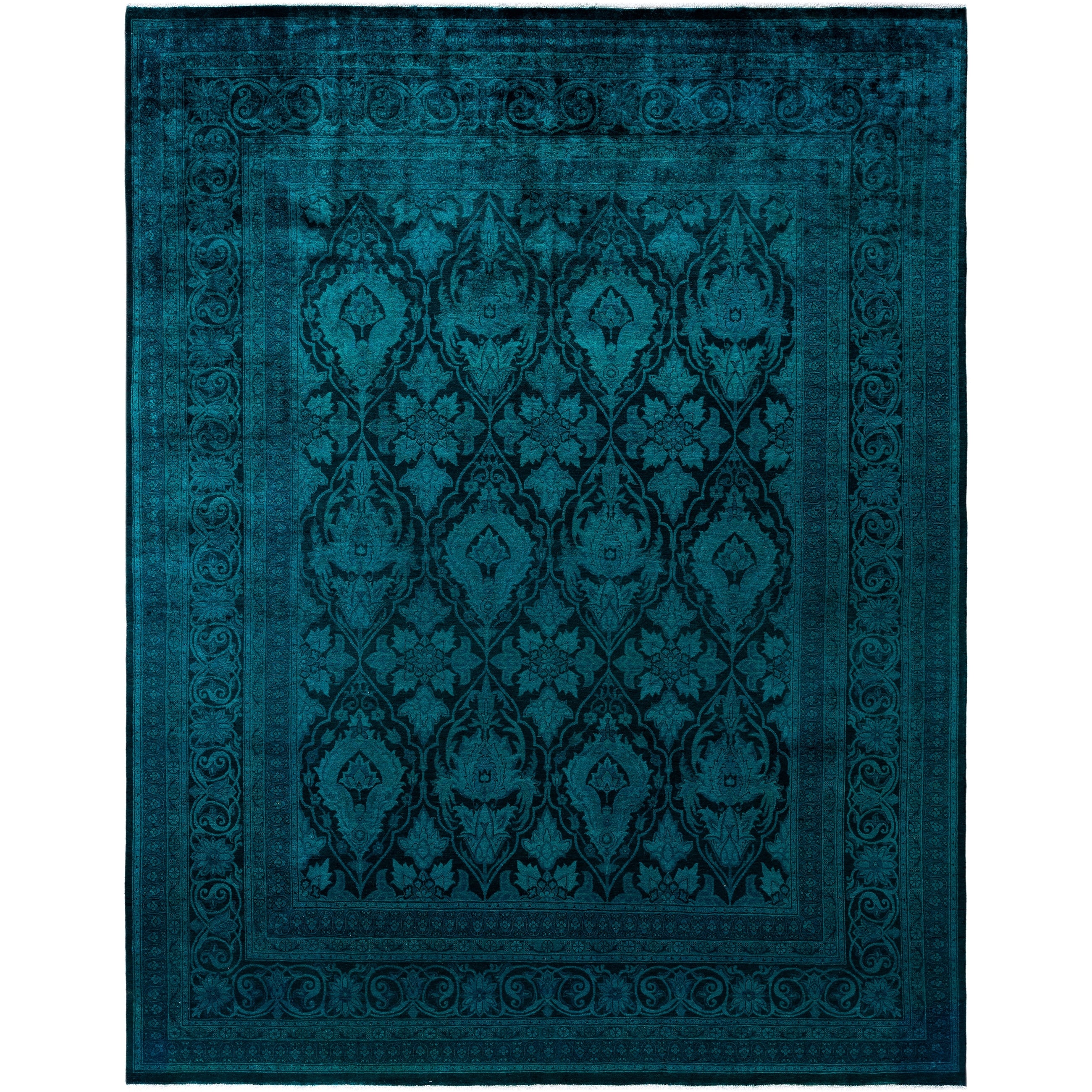 Overdyed Hand Knotted Wool Modern Contemporary Green Area Rug 8 0 X 10 3