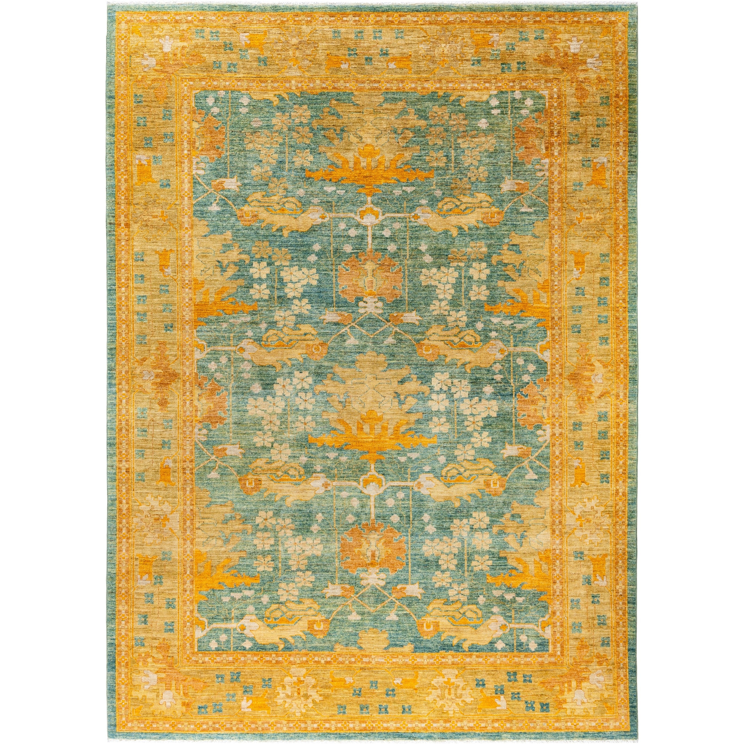Overdyed Hand Knotted Wool Modern Contemporary Green Area Rug 8 1 X 10 10