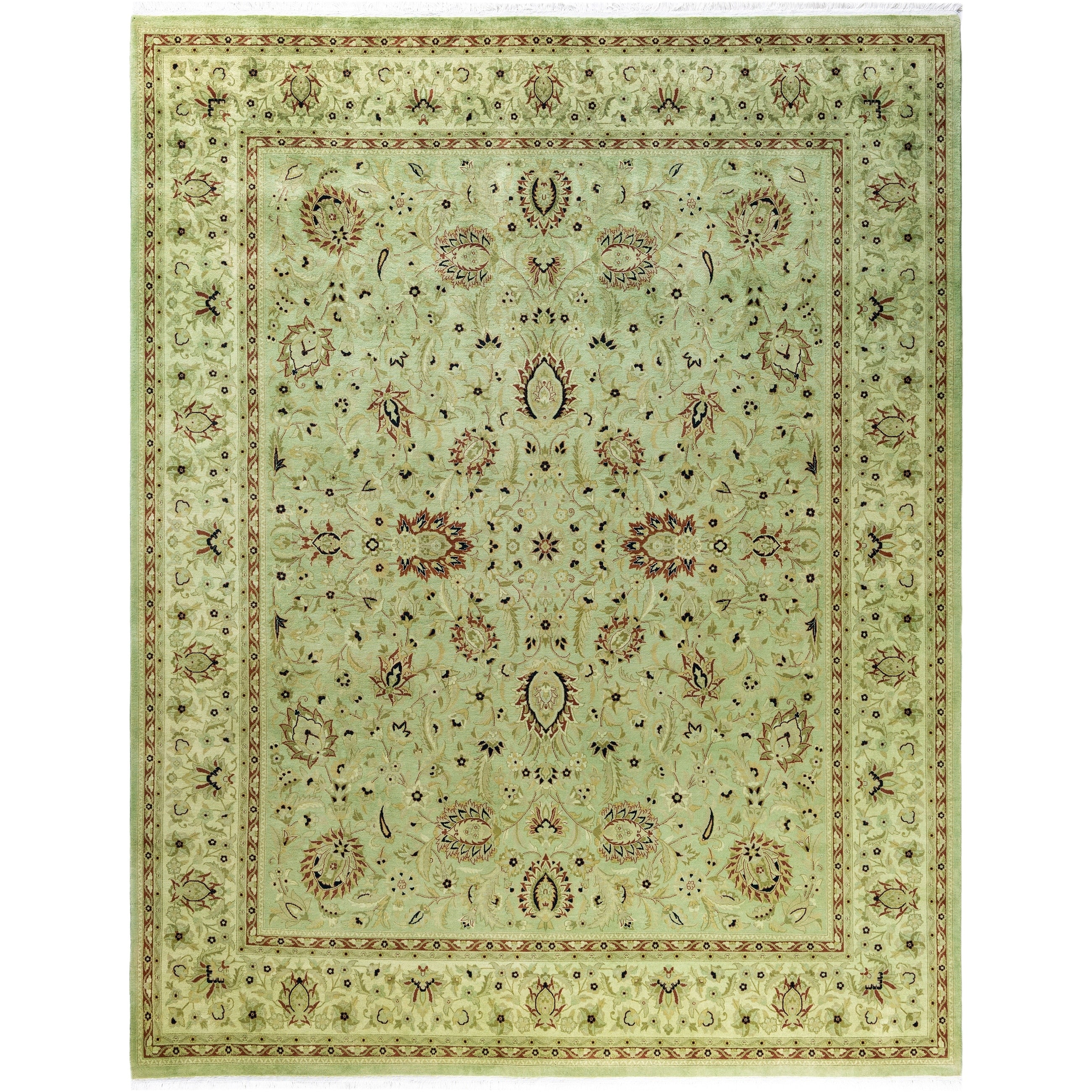 Overdyed Hand Knotted Wool Modern Contemporary Green Area Rug 8 1 X 10 3