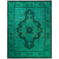 Overdyed Hand Knotted Wool Modern Contemporary Green Area Rug 8 1 X 10 6