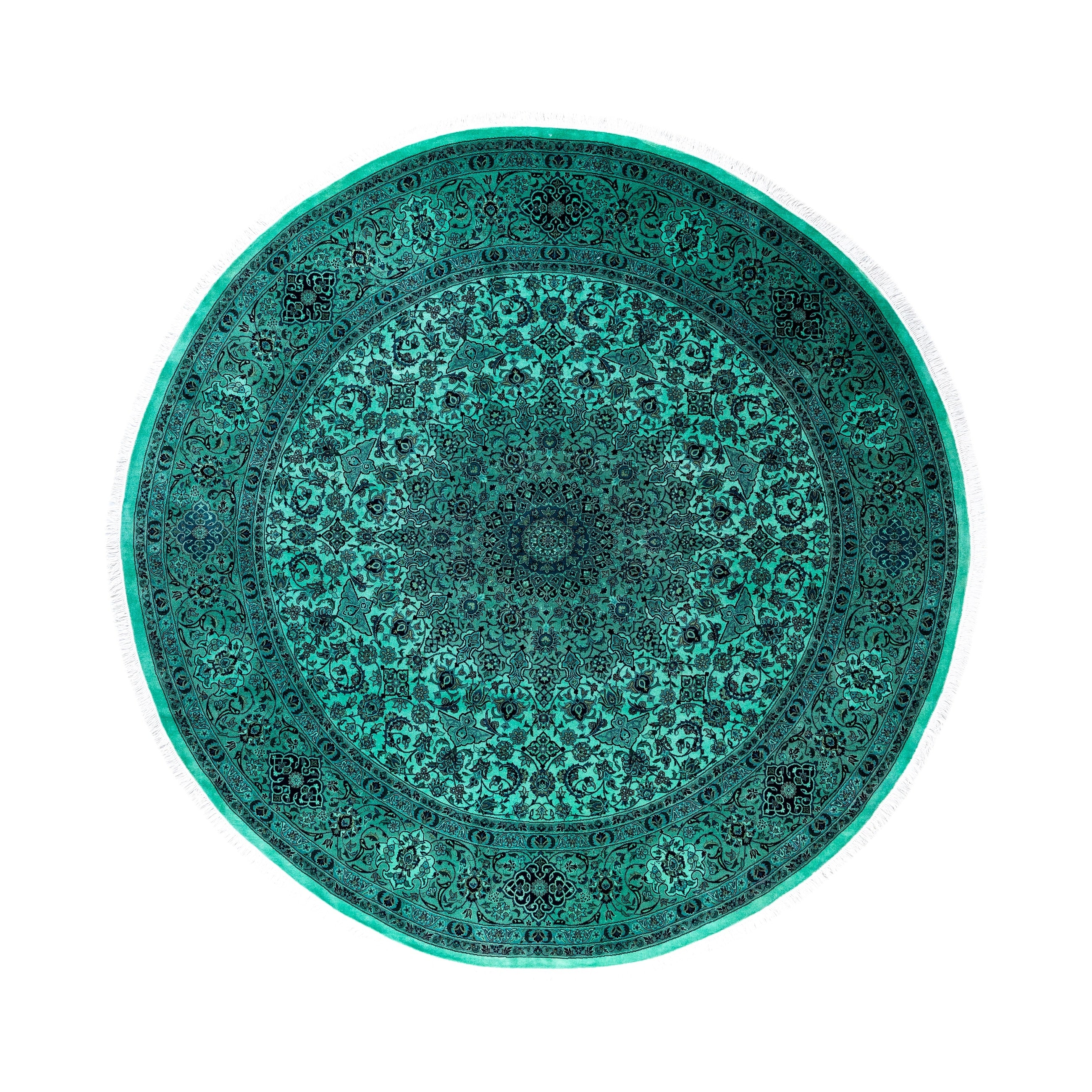 Overdyed Hand Knotted Wool Modern Contemporary Green Area Rug 8 1 X 8 3