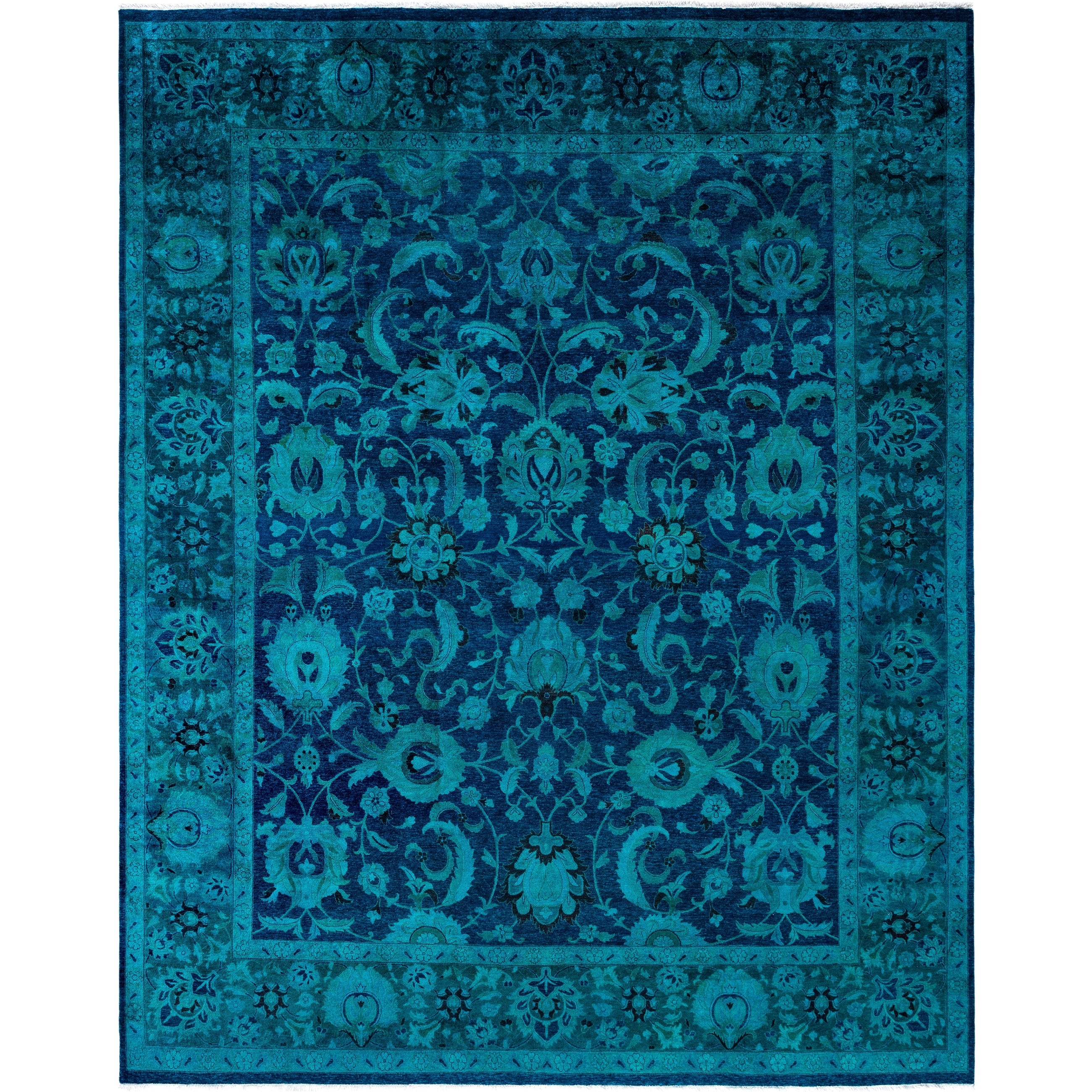 Overdyed Hand Knotted Wool Modern Contemporary Green Area Rug 8 2 X 10 3