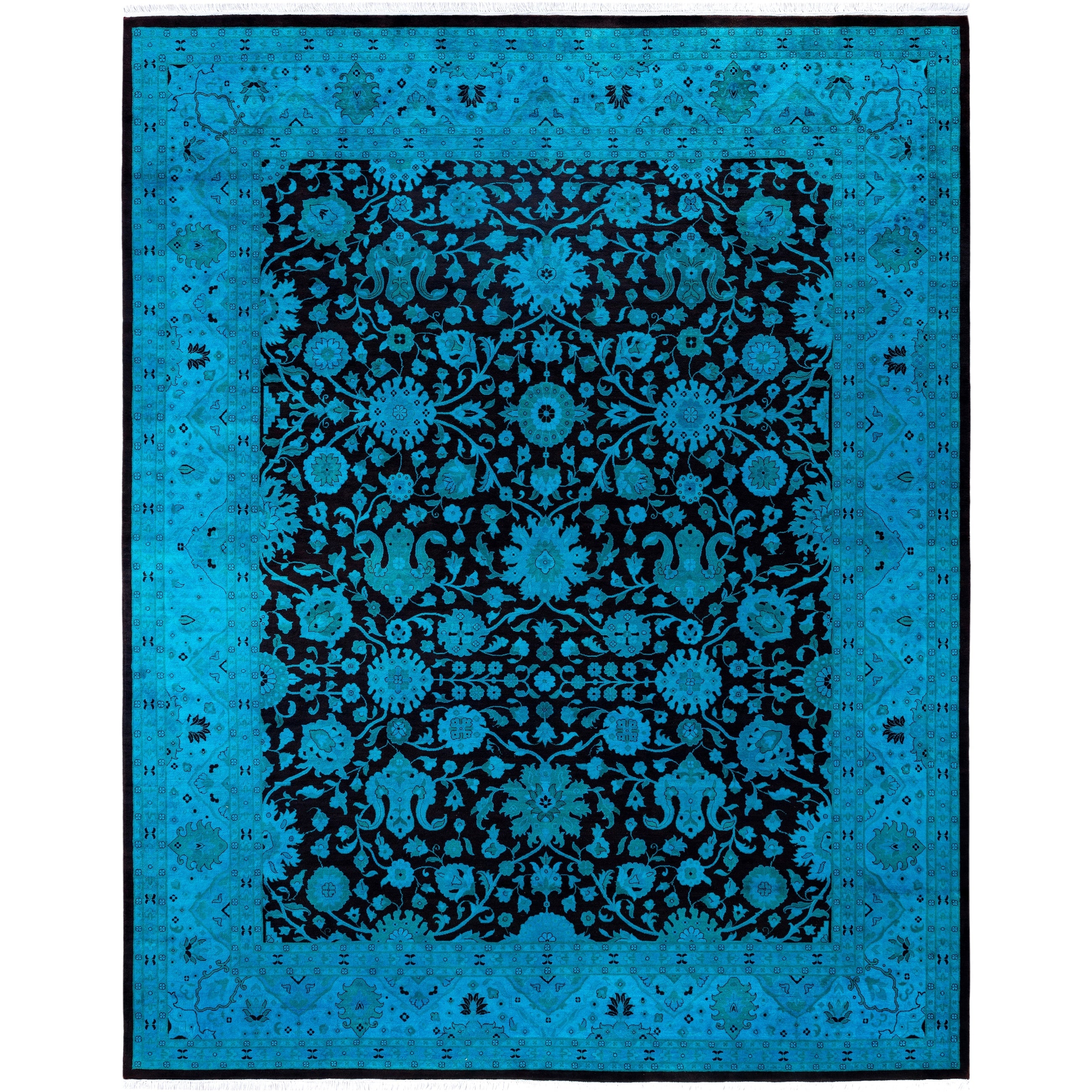 Overdyed Hand Knotted Wool Modern Contemporary Green Area Rug 8 3 X 10 4