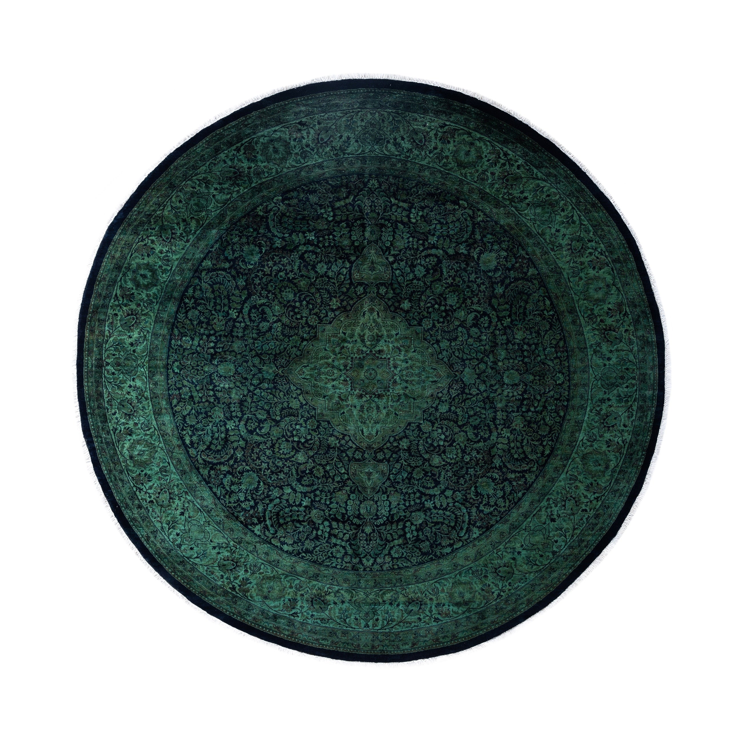 Overdyed Hand Knotted Wool Modern Contemporary Green Area Rug 8 3 X 8 4