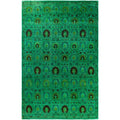 Overdyed Hand Knotted Wool Modern Contemporary Green Area Rug 9 10 X 14 10