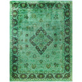 Overdyed Hand Knotted Wool Modern Contemporary Green Area Rug 9 1 X 11 9