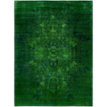 Overdyed Hand Knotted Wool Modern Contemporary Green Area Rug 9 2 X 12 3