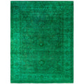 Overdyed Hand Knotted Wool Modern Contemporary Green Area Rug 9 3 X 12 2