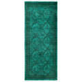 Overdyed Hand Knotted Wool Modern Contemporary Green Runner 2 5 X 6 1