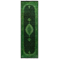 Overdyed Hand Knotted Wool Modern Contemporary Green Runner 2 5 X 8 3