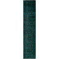 Overdyed Hand Knotted Wool Modern Contemporary Green Runner 2 6 X 12 0