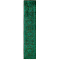 Overdyed Hand Knotted Wool Modern Contemporary Green Runner 2 6 X 12 3