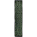 Overdyed Hand Knotted Wool Modern Contemporary Green Runner 2 6 X 12 4