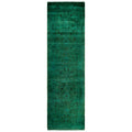 Overdyed Hand Knotted Wool Modern Contemporary Green Runner 2 6 X 8 9