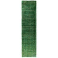 Overdyed Hand Knotted Wool Modern Contemporary Green Runner 2 7 X 10 3