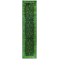 Overdyed Hand Knotted Wool Modern Contemporary Green Runner 2 7 X 10 7