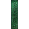 Overdyed Hand Knotted Wool Modern Contemporary Green Runner 2 7 X 12 5